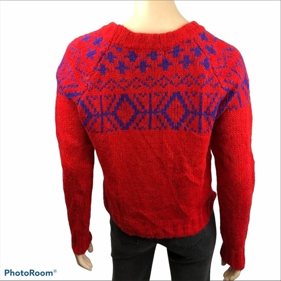 Cocogio Red Fair Isle Knit Alpaca Blend Sweater Women’s Medium - Picture 4 of 7